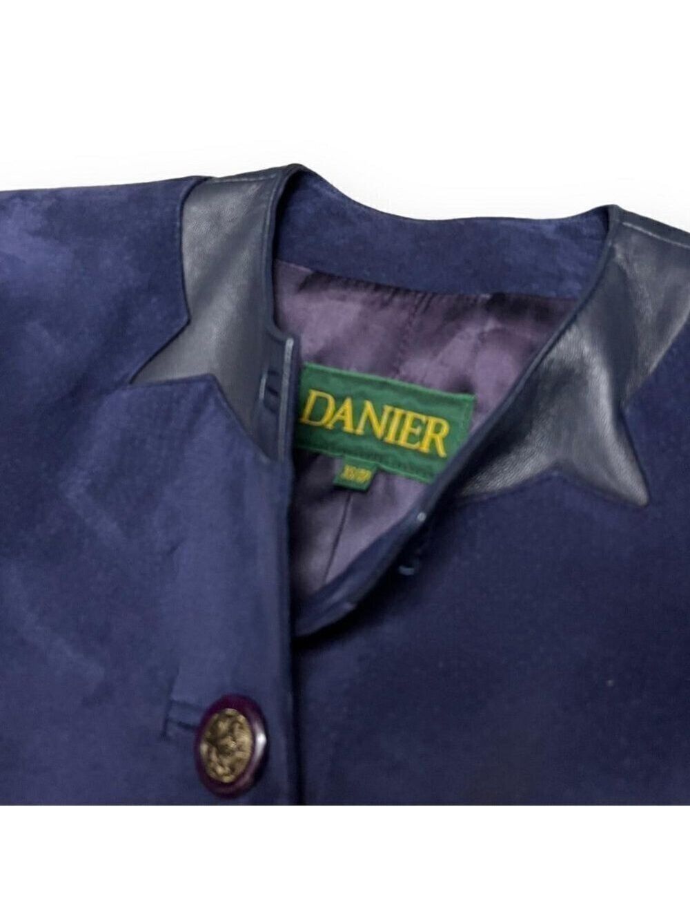 Vintage 90s Genuine LEATHER Suede DANIER Luxury Designer Blue Jacket - Womens XS - Picture 2 of 4
